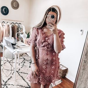 &merci pink floral puff dress